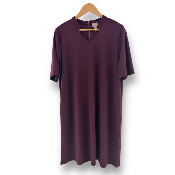 Chico's Size 3 = XL/16 ROYAL BORDEAUX ADELINE SHIFT DRESS *One inch snag in back - Picture 5 of 5